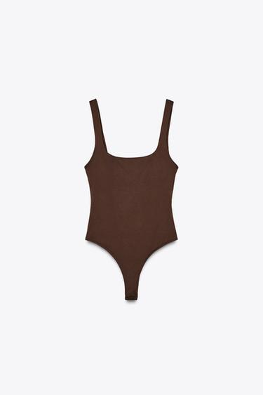 POLYAMIDE STRAPPY BODYSUIT - Chocolate by Zara - Image 4