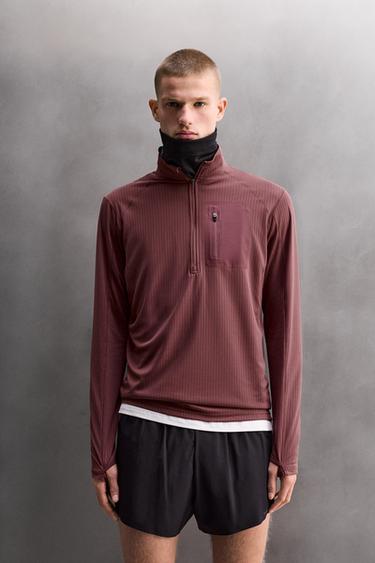 QUARTER-ZIP SWEATSHIRT WITH COMBINED POCKET - Dark pink by Zara