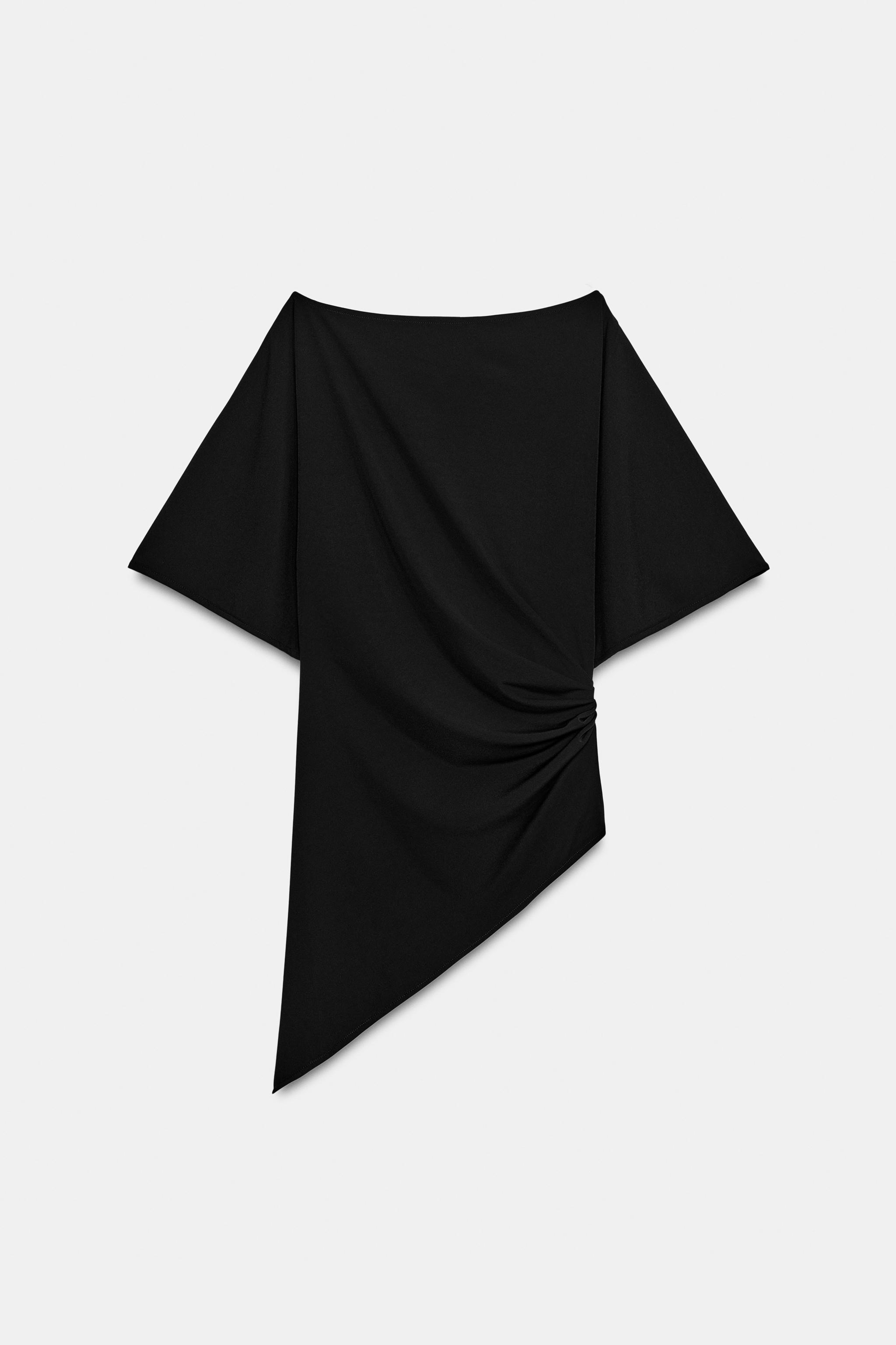 DRAPED ASYMMETRIC TOP - Oyster-white | ZARA United States