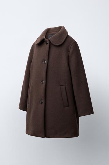 MANTEAU LONG AVEC LAINE ET CACHEMIRE - Chocolat de Zara - Image 1
