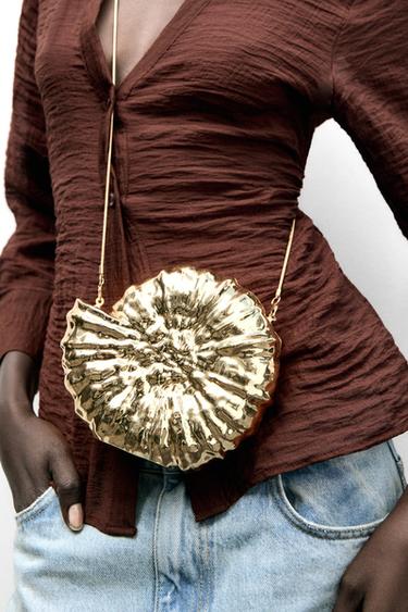 Zara METALLIC SHELL BAG - Golden