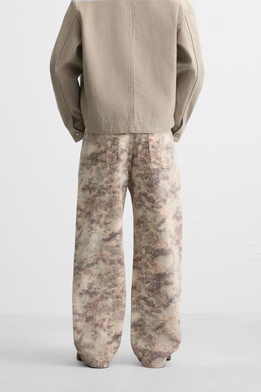 PANTALON À IMPRIMÉ CONTRASTÉ - brun de Zara - Image 2