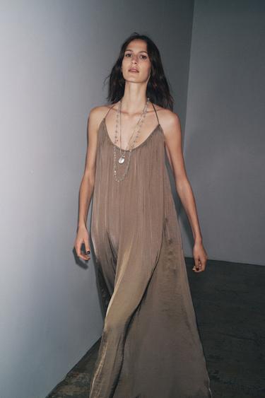 ROBE LONGUE SATINÉE ZW COLLECTION - Vison de Zara - Image 1