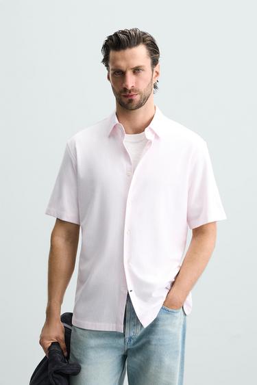 CAMISA REGULAR FIT SOFT - Rosa / Blanco de Zara