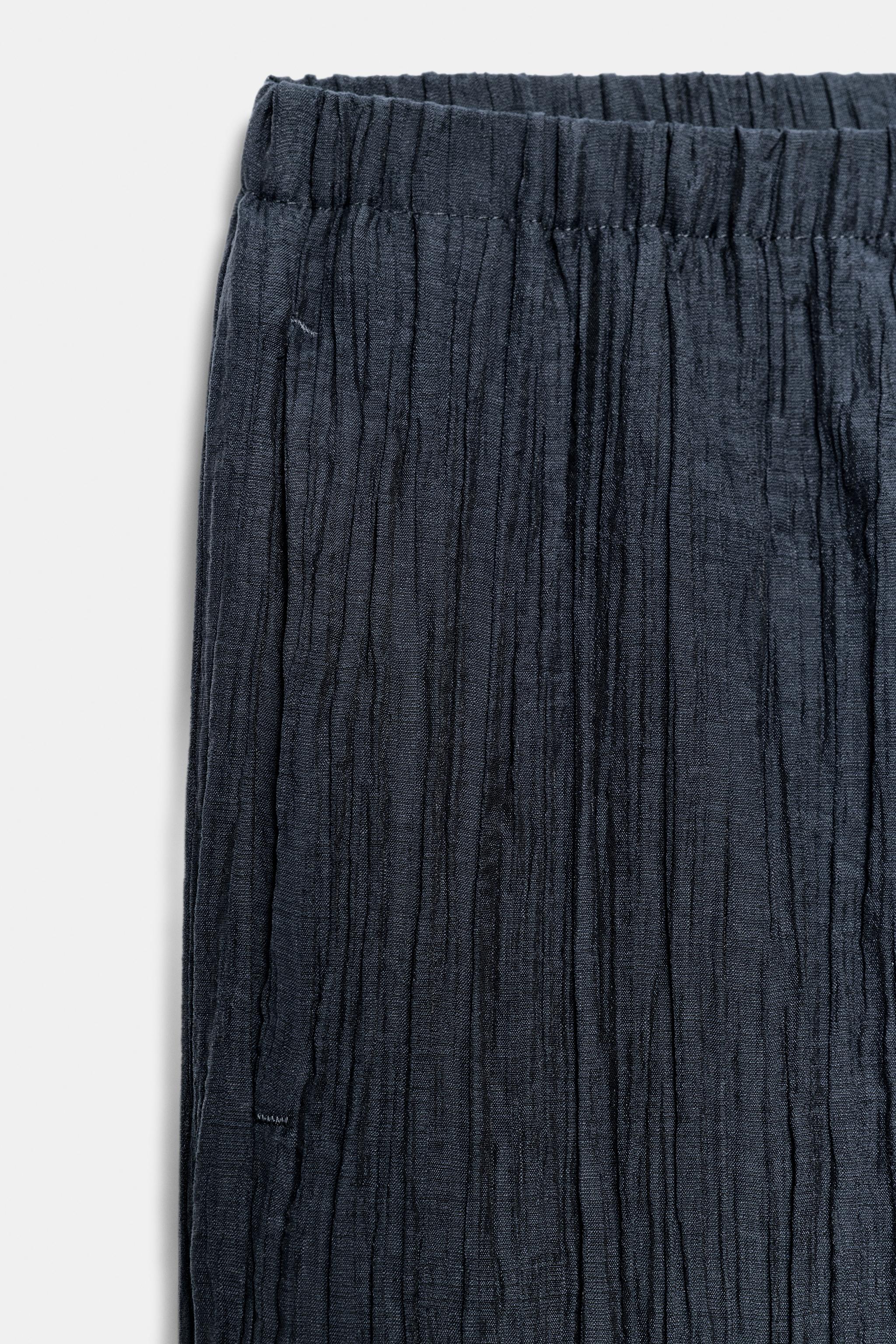 Zara YARI TRANSPARAN KIRIŞIK GÖRÜNÜMLÜ PANTOLON görsel 6