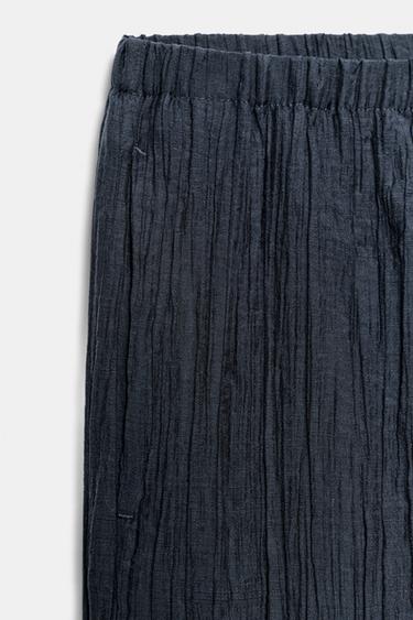 PANTALON EFFET FROISSÉ - Bleu marine de Zara - Image 5