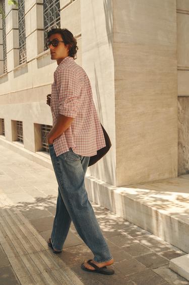 RELAXED FIT CHECK SHIRT - Pink by Zara