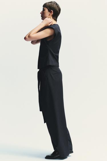 PLEATED TROUSERS WITH BELT - Navy blue by Zara - Image 3