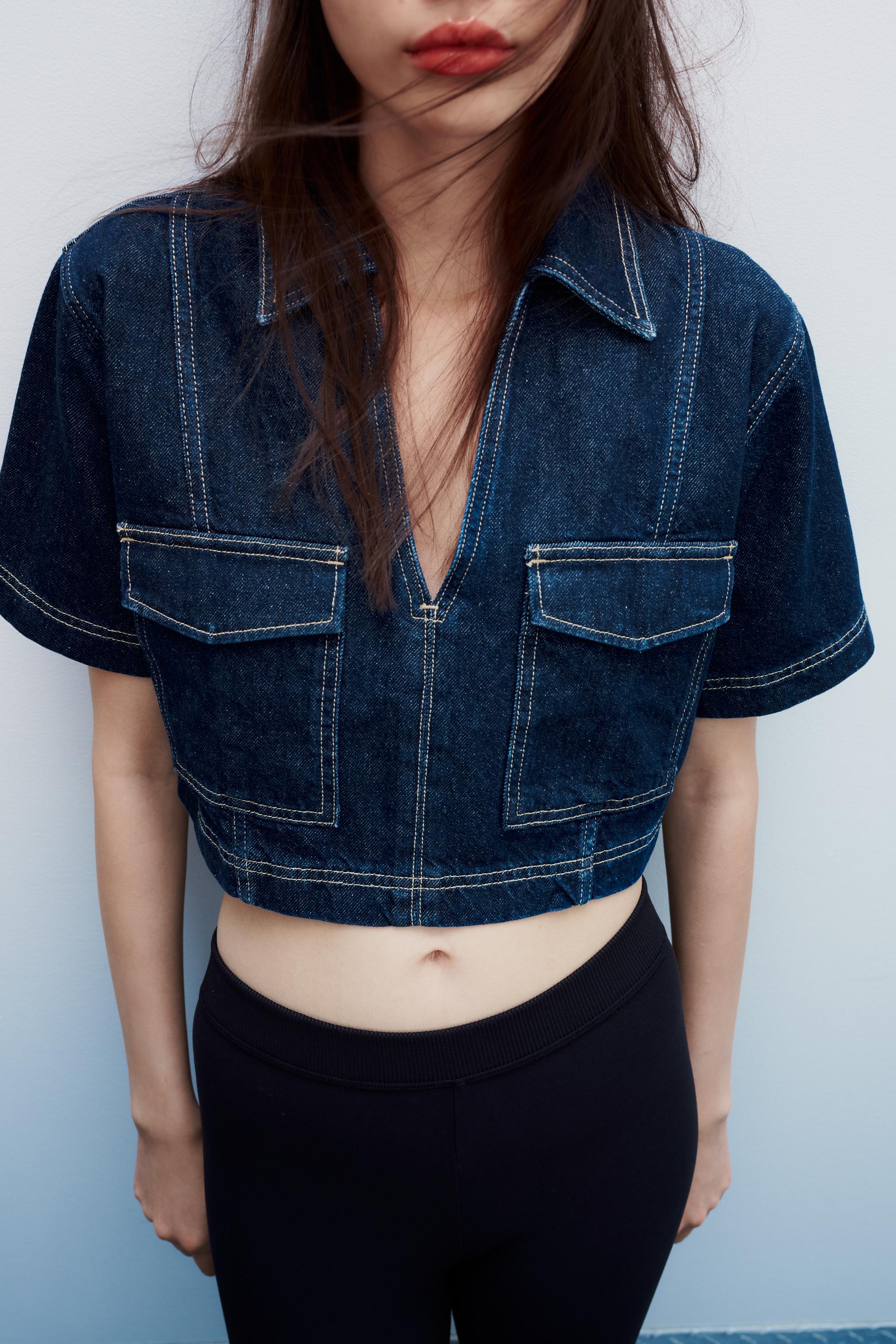 Denim shirt 2025 crop top