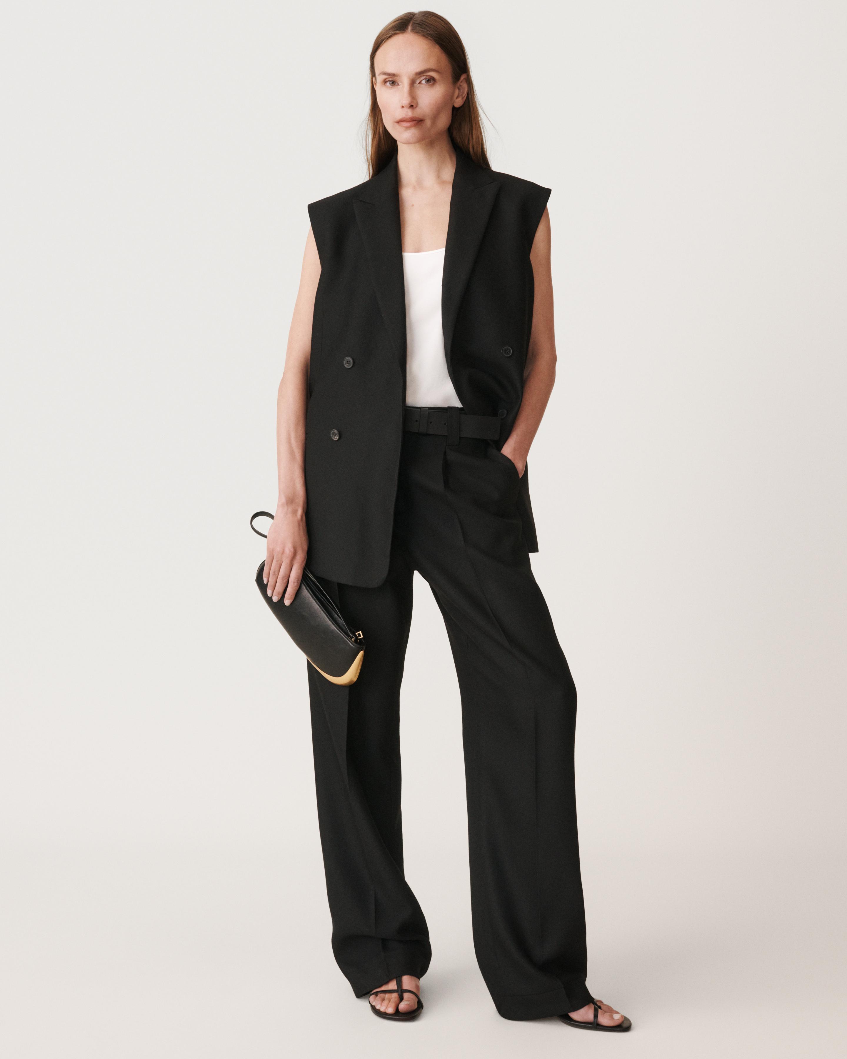 THEROW ミッドライズ クロップドパンツ 黒 サイドスリットクロップドパンツ - Aga Black - Aga｜YAMADAYA STORE