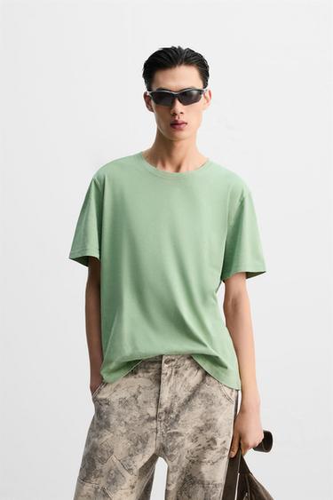 WASHED RELAXED FIT T-SHIRT - washed green by Zara