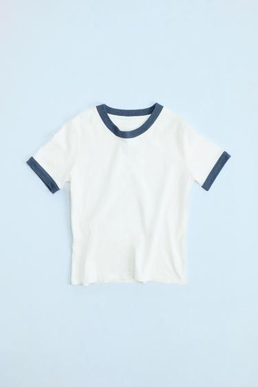 T-SHIRT EFFET DÉLAVÉ CÔTELÉ - Bleu de Zara - Image 3