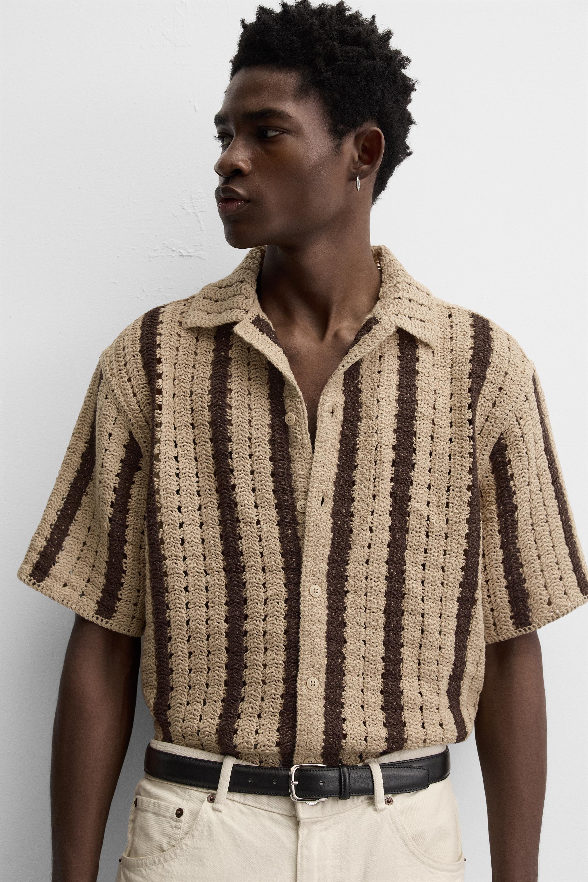 テクスチャー クロシェシャツ - ブルー | ZARA Japan / 日本