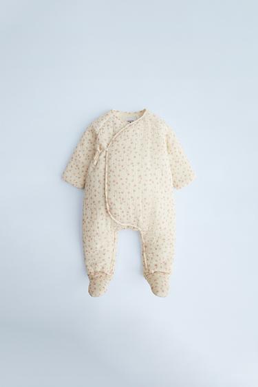 FLORAL CREPE QUILTED ONE-PIECE SUIT - Pastel pink by Zara - Image 0