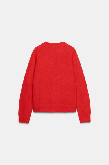 WOOL AND ALPACA CARDIGAN - Red by Zara - Image 4