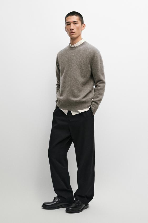 Zara 100% wool knit sweater with round neck - Bone - Image 0