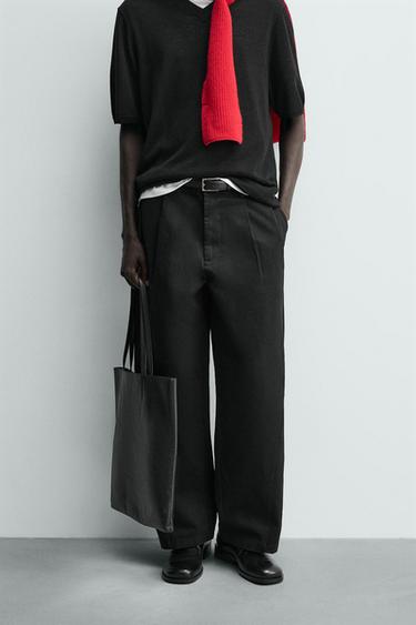 QUẦN WIDE FIT XẾP LI - Màu đen từ Zara