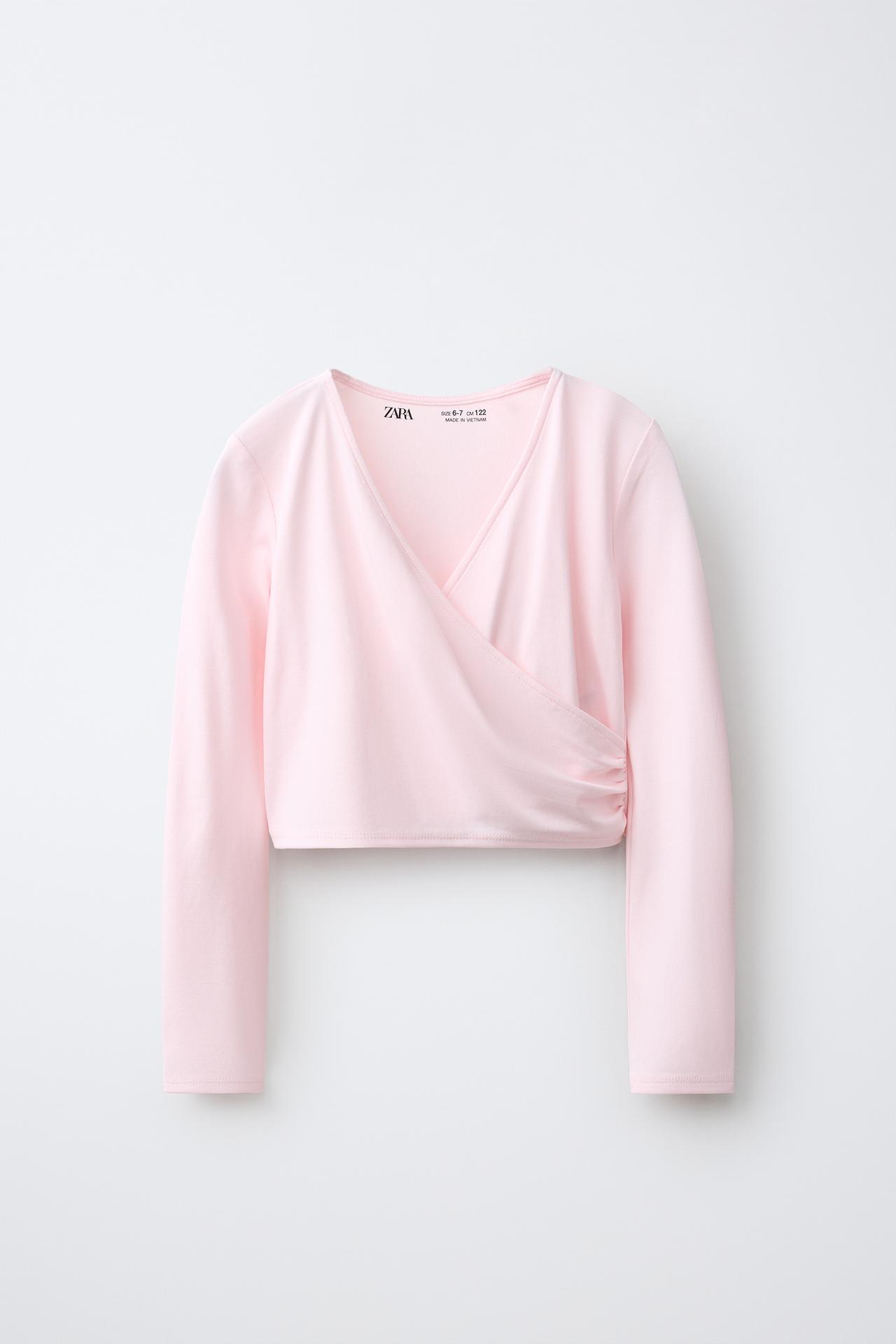 WRAP GYM TOP — Pastel pink