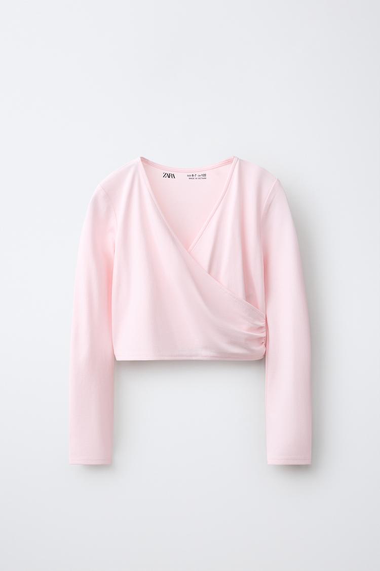 WRAP GYM TOP — Pastel pink