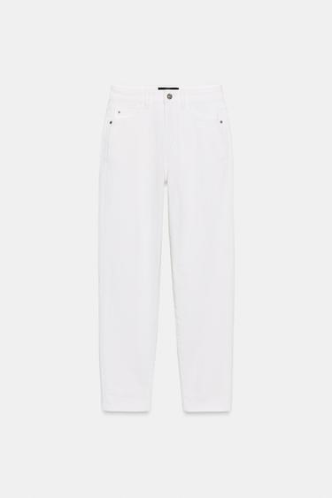 JEANS Z1975 MOM FIT SHTRAT I LARTË - I bardhë nga Zara