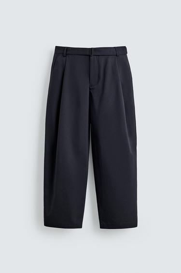 RELAXED FIT TROUSERS WITH BELT - Navy blue by Zara
