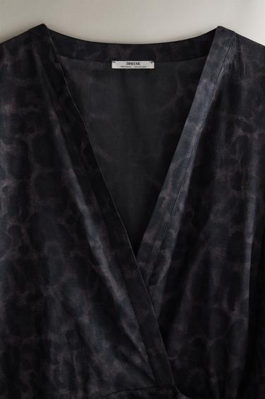 ANIMAL PRINT COTTON DRESS — Brown 2