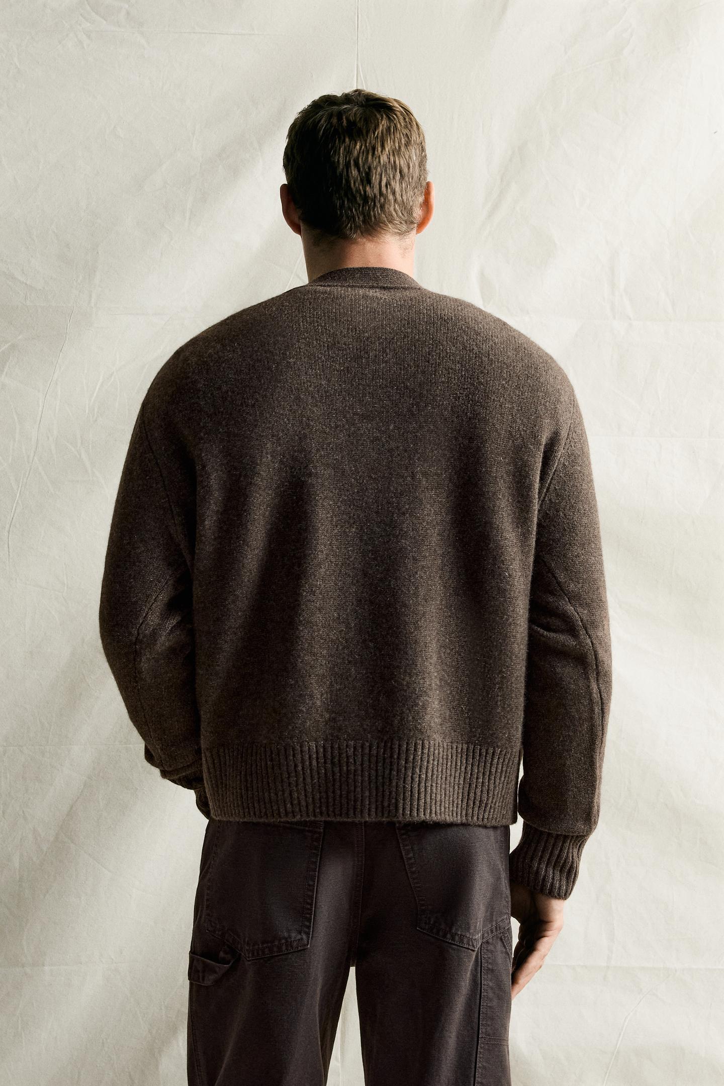 Мужской кардиган Zara 100% Cashmere Regular Fit, цвет: Коричневый меланжевый — фото 3