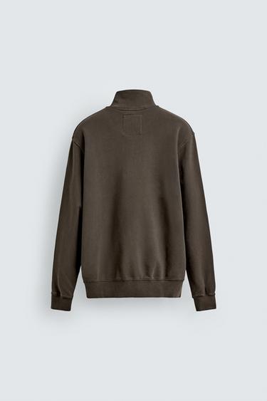 SWEAT LAVÉ COL ZIPPÉ - Marron foncé de Zara - Image 6