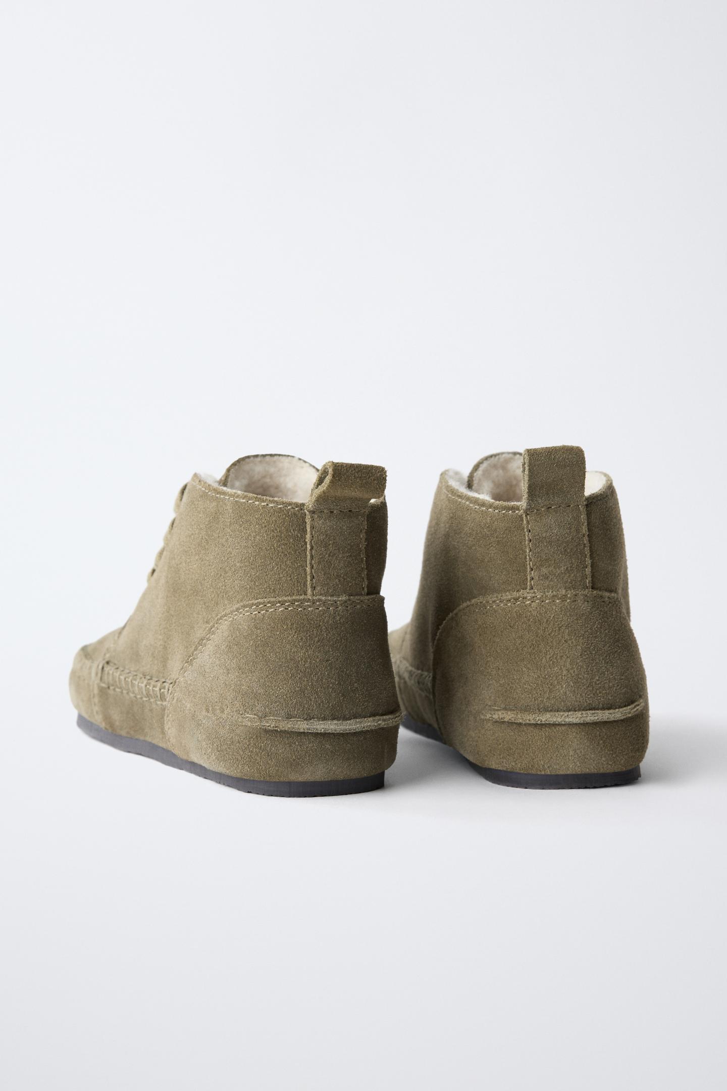 Детские ботинки Zara Leather Barefoot Ankle, цвет: Зелёный — фото 7