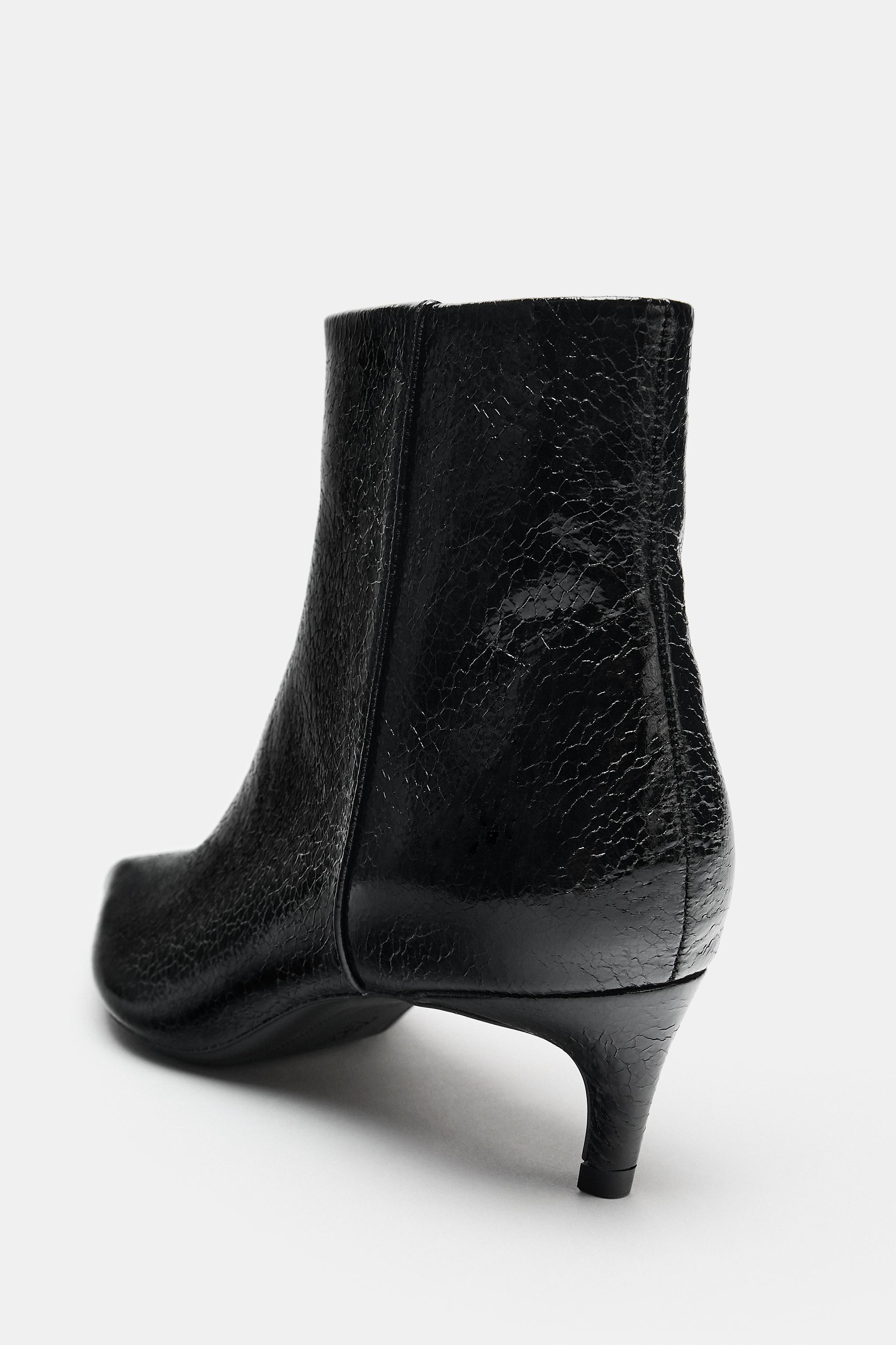 BOTTINES KITTEN HEEL À EFFET CRAQUELÉ