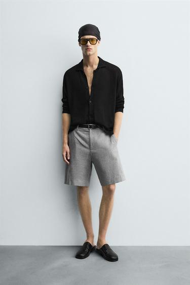 COTTON/LINEN BERMUDA SHORTS - Grey by Zara - Image 0
