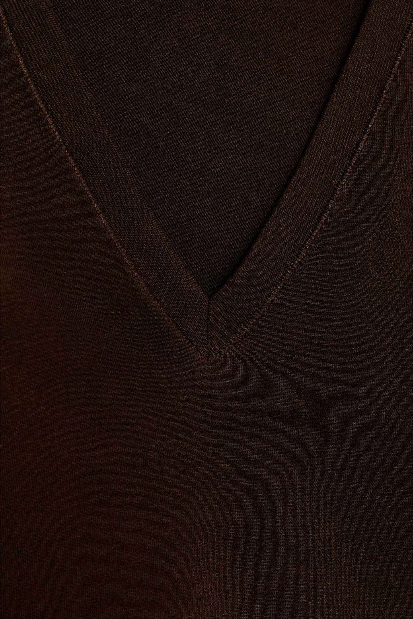 Женская футболка Zara V-NECK, цвет: Коричневый — фото 8