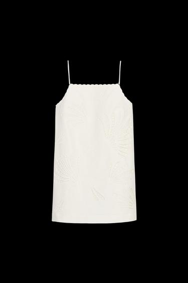 VESTIDO BORDADOS CON LINO ZW COLLECTION - Blanco de Zara