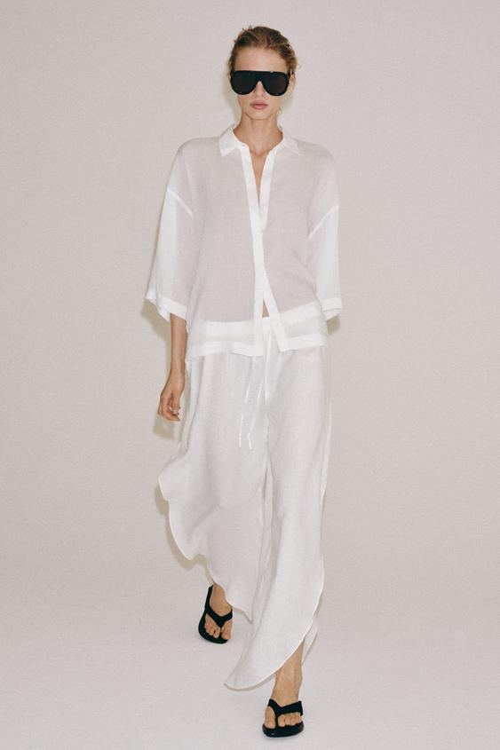 CAMISA FLUIDA OVERSIZE ZW COLLECTION - Branco da Zara - Imagem 0