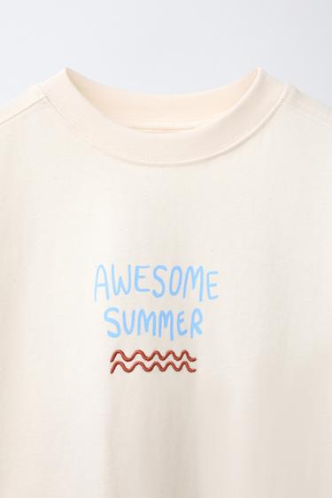 T-SHIRT IMPRIMÉ À INSCRIPTION - Écru de Zara - Image 3