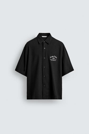 EMBROIDERED FLOWING SHIRT - Black by Zara