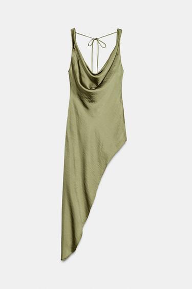 ZW COLLECTION ASYMMETRIC SATIN TOP - Khaki by Zara