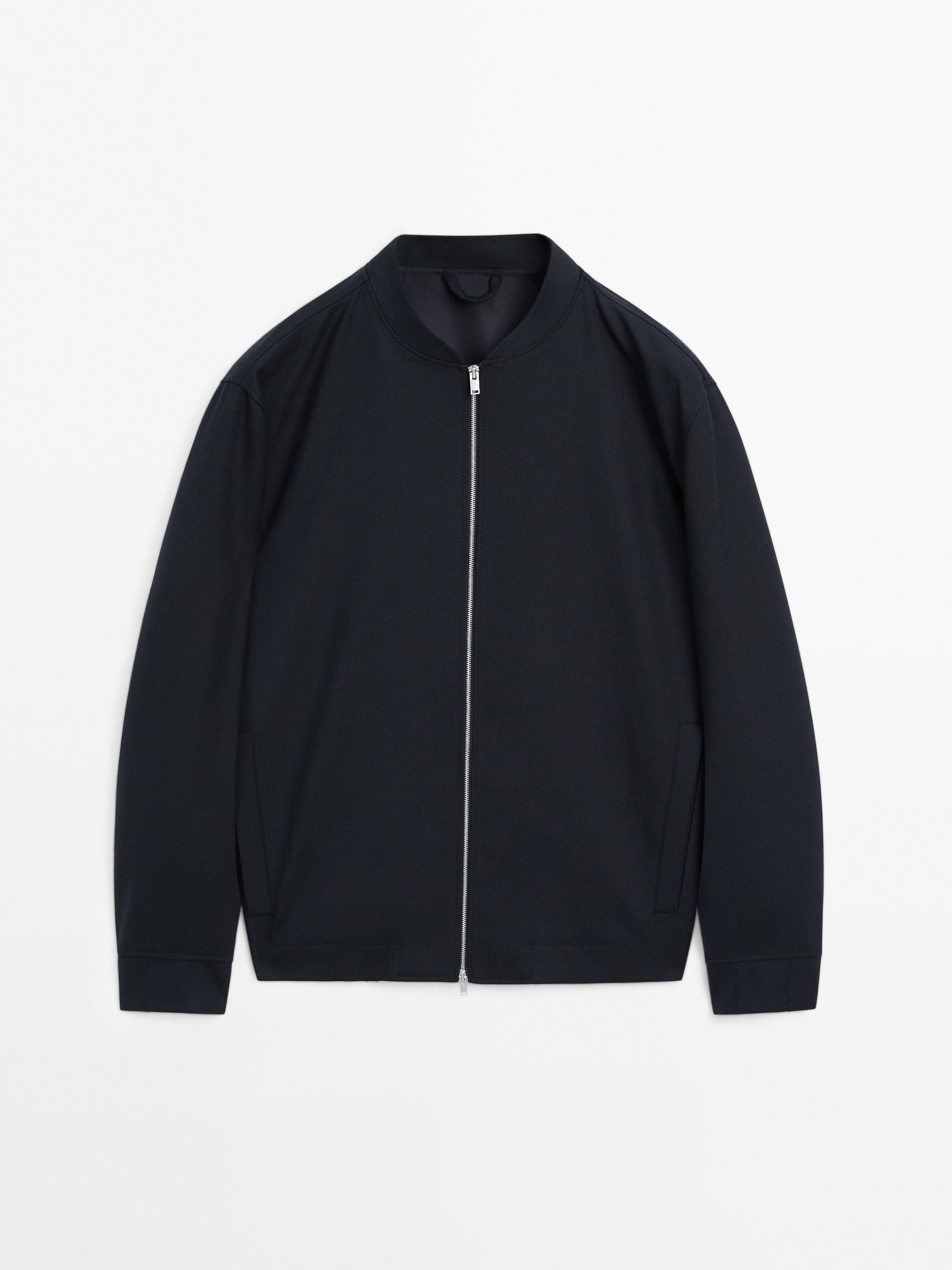 Veste bomber en serge de laine mélangée