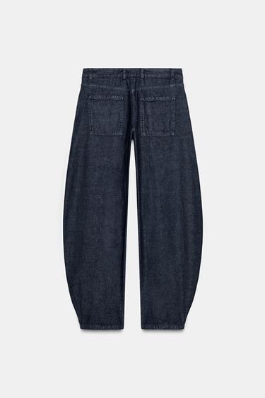 Zara ZW COLLECTION MID-RISE BALLOON JEANS - Blue