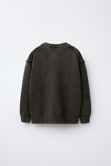 ACID WASH KNIT SWEATER - Khaki by Zara