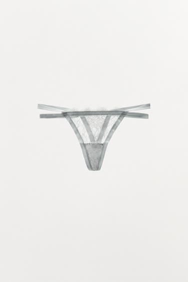 CONTRAST LACE BRIEFS - Blue / Grey by Zara