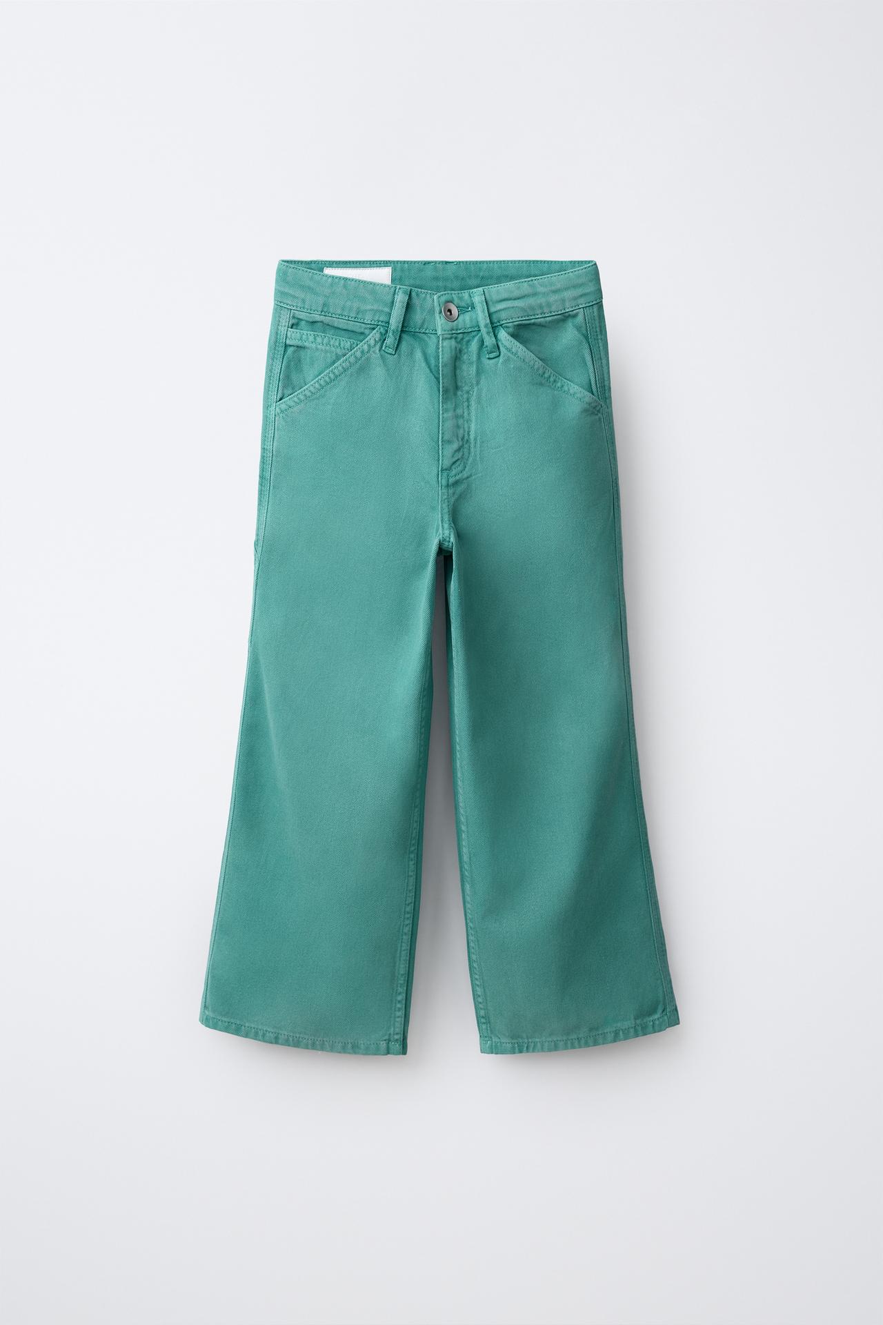 WAXED EFFECT CARPENTER PANTS — Turquoise