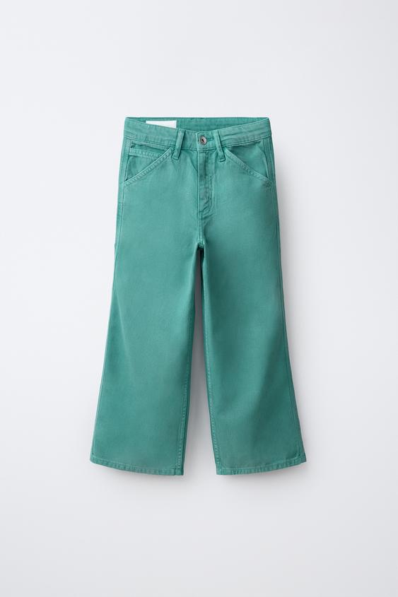 WAXED-EFFECT CARPENTER TROUSERS - Turquoise by Zara - Image 0