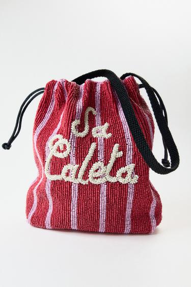 BEADED BUCKET BAG - Red by Zara