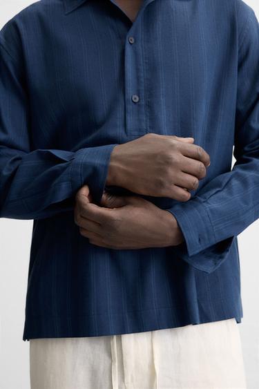 STRIPED POLO SHIRT - Blue by Zara - Image 4