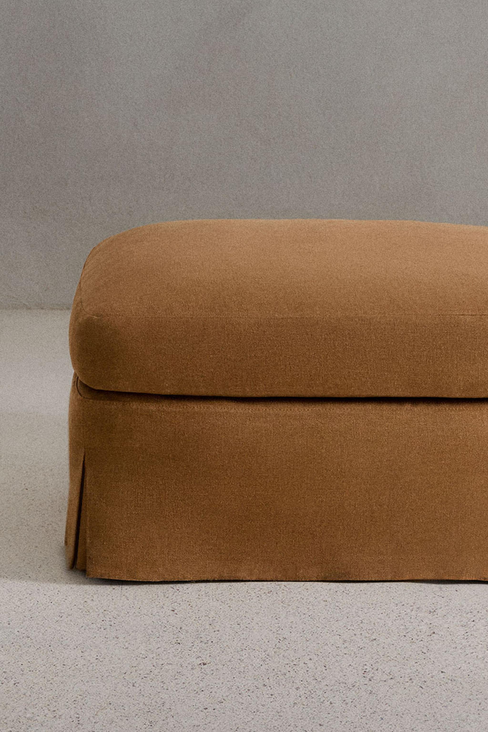 FOOTSTOOL 01 LINEN COVER — Mustard