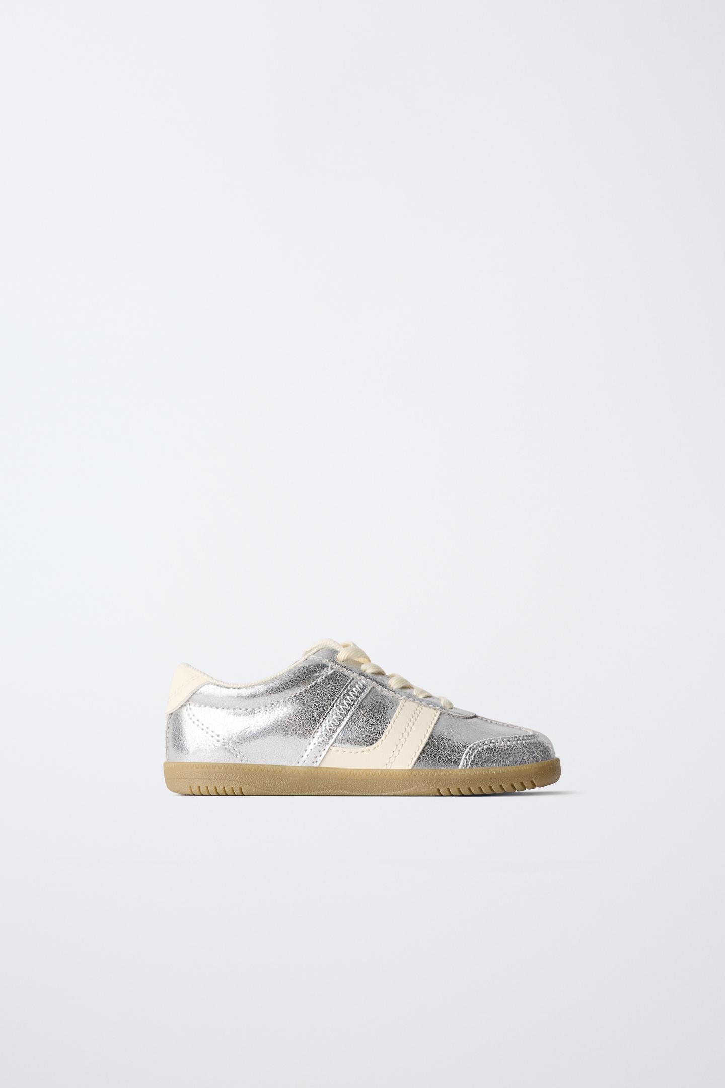 Детские кроссовки Zara Metallic, цвет: Серебряный — фото 1