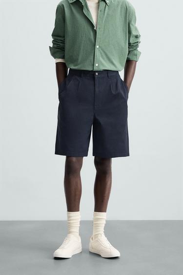 BERMUDA RELAXED FIT PLIEGUES - Marino oscuro de Zara