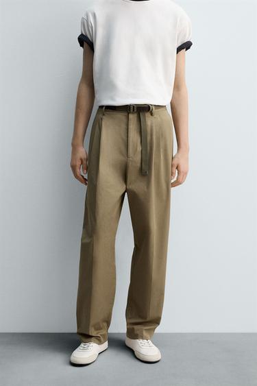 LIMITED EDITION RELAXED FIT PLEATED TROUSERS - Beige by Zara