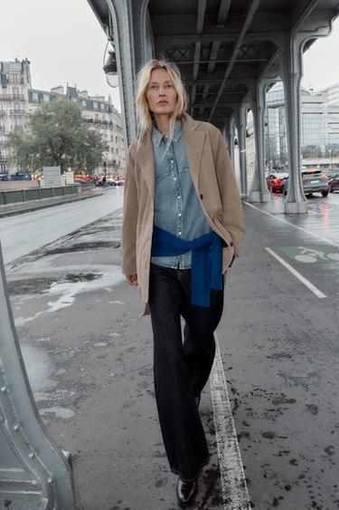 100% LEATHER JACKET WITH BELT - Stone by Zara - Image 4
